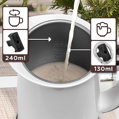 Duronic Milk Frother Electric MF130, Coffee Milk Frothers Steamer, Automatic Hot and Cold Foam Maker Hot Chocolate Machine with Milk Heater and Warmer for Cappuccino, Lattes, Coffees and Matcha