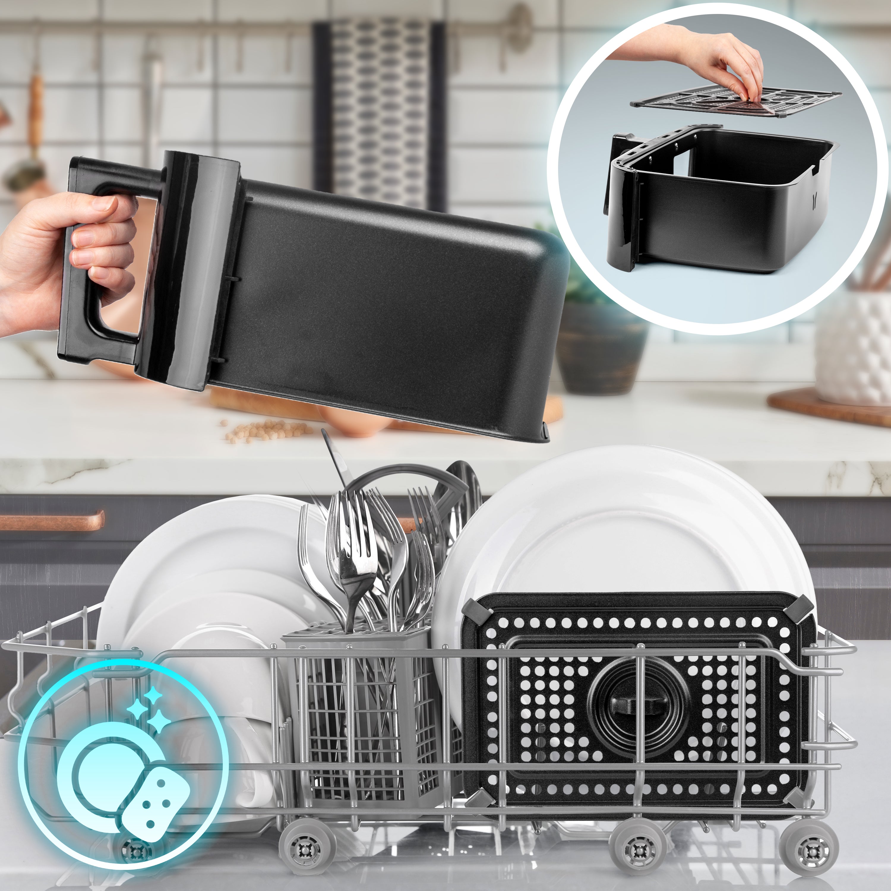 (LARGE DRAWER ONLY) Duronic Large Drawer AFD1 BG 2024 VERSION ONWARDS, 10L Drawer Specifically for The Duronic AF24 Air Fryer, One Big Sync Cook Cooking Tray for Dual Zone Air Fryer Black Gold