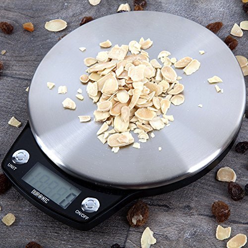 Duronic Digital Kitchen Scale KS6000 RD Kitchen Scales with Bowl, Weighing Scale, Baking Scale for Cooking Baking Pet Food Postal, Food Scale Weight Scale, Electronic Scale with Backlit LCD Display