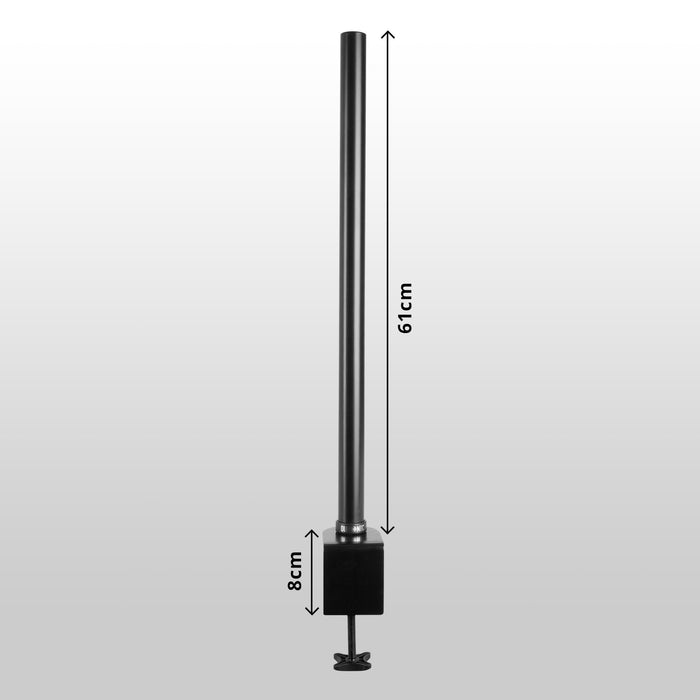 Duronic DM15 DM25 DM35 60cm Pole BLACK | Compatible with All Duronic Monitor Desk Mount Arms | Black | Steel | Long | 600mm Length | 32mm Diameter | Clamp Included