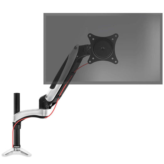 Duronic Monitor Arm Stand DM651X2 | Single Gas-Powered PC Desk Mount | BLACK | Height Adjustable | For One 15-27 LED LCD Screen | VESA 75/100 | 8kg Capacity | Tilt -90°/+85°,Swivel 180°,Rotate 360°