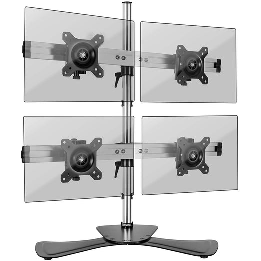 Duronic Computer Monitor Arms Stand DM754 Quadruple Freestanding PC Multi Arms Desk Mount Stands for VESA 75/100 Four 15-24 Inch LED LCD Screens 8kg Capacity Mounts, Tilt -15/+15, Rotate 360 - Black