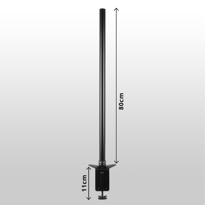 Duronic DM45 DM55 80cm Pole BLACK | Compatible with All Duronic Monitor Desk Mount Arms | Black | Steel | Extra Long | 800mm Length | 32mm Diameter | V-Shaped Clamp Included