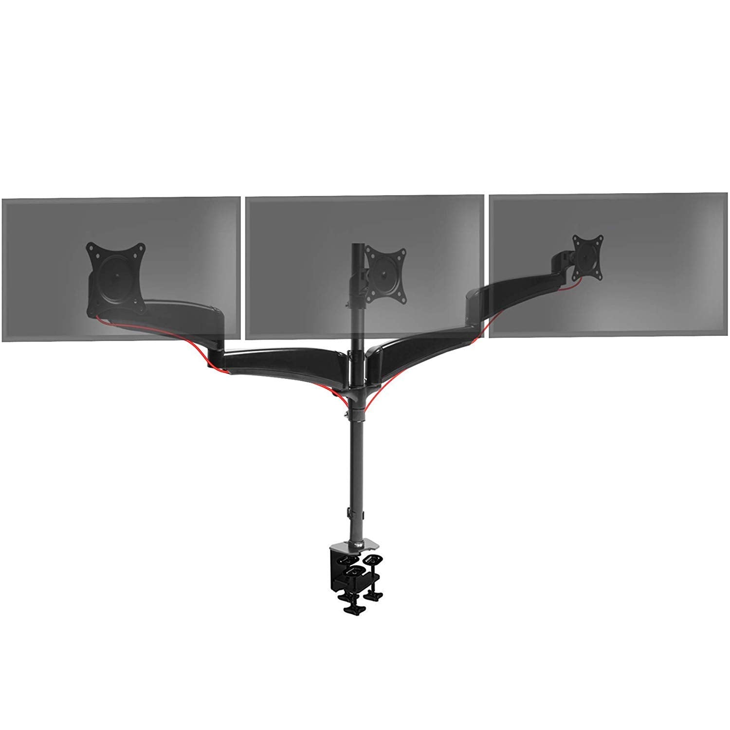 Duronic Monitor Arm Stand DM453 Triple PC Desk Mount Solid Steel Height Adjustable For Three 15-27 LED LCD Screens VESA 75/100 - 10kg Per Screen  Tilt -90°/-45°, Rotate 360°