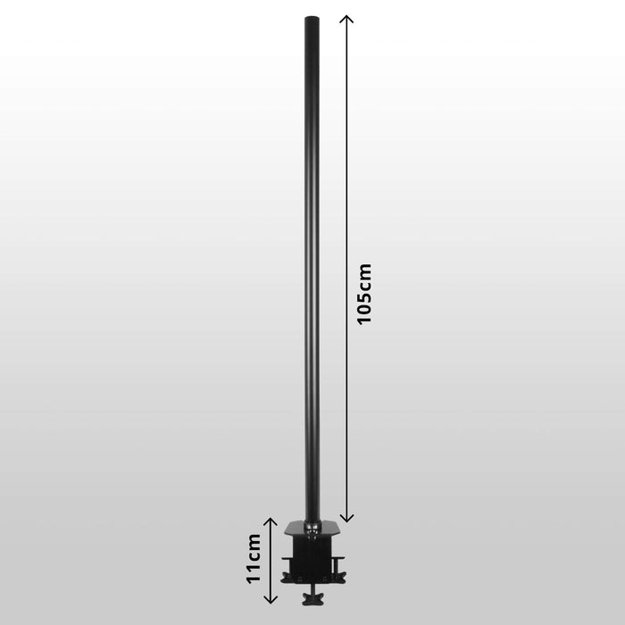 Duronic Monitor Stand Pole DM453 100cm BLACK | Compatible with All Duronic Monitor Desk Mount Arms | Black | Steel | Extra Extra Long | 1000mm Length | 32mm Diameter | Extra-Wide Clamp Included