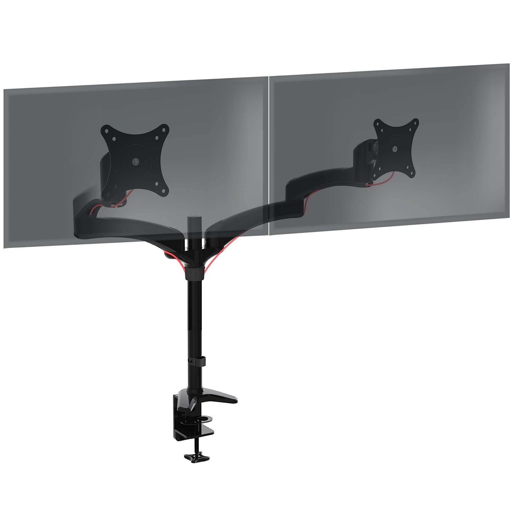 Duronic Monitor Arm Stand DM452 | Double PC Desk Mount | Aluminium | Height Adjustable | For Two 15-27 LED LCD Screens | VESA 75/100 | 8kg Per Screen | Tilt -90°/-45°, Rotate 360°