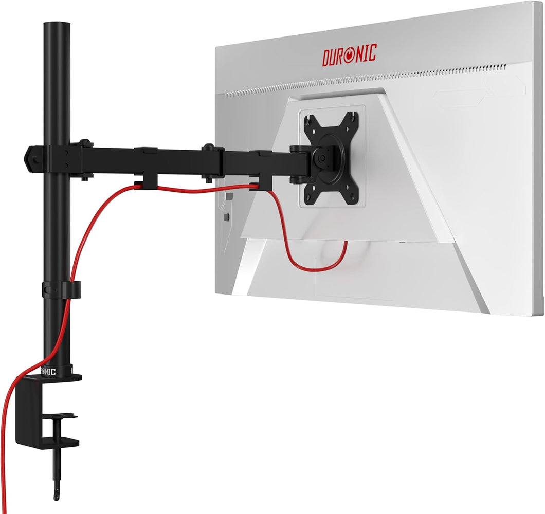 Duronic Single Monitor Arm DM151X3 Height Adjustable Monitor Stand Riser Clamp for 13”-32” PC screens Monitor Desk Mounts with VESA 75/100 Monitor Mount with 8kg capacity Monitor Stand for Desk Gaming