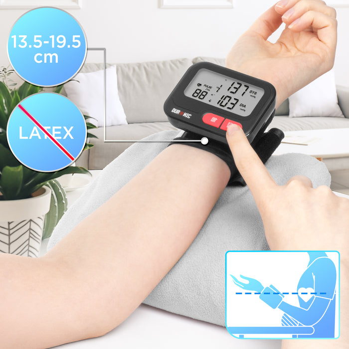 Duronic Wrist Blood Pressure Monitors BPM65 BK CE Approved Monitor Automatic Blood Pressure Machine Wrist BP Monitor Cuff Certified Medical Device for Home Use