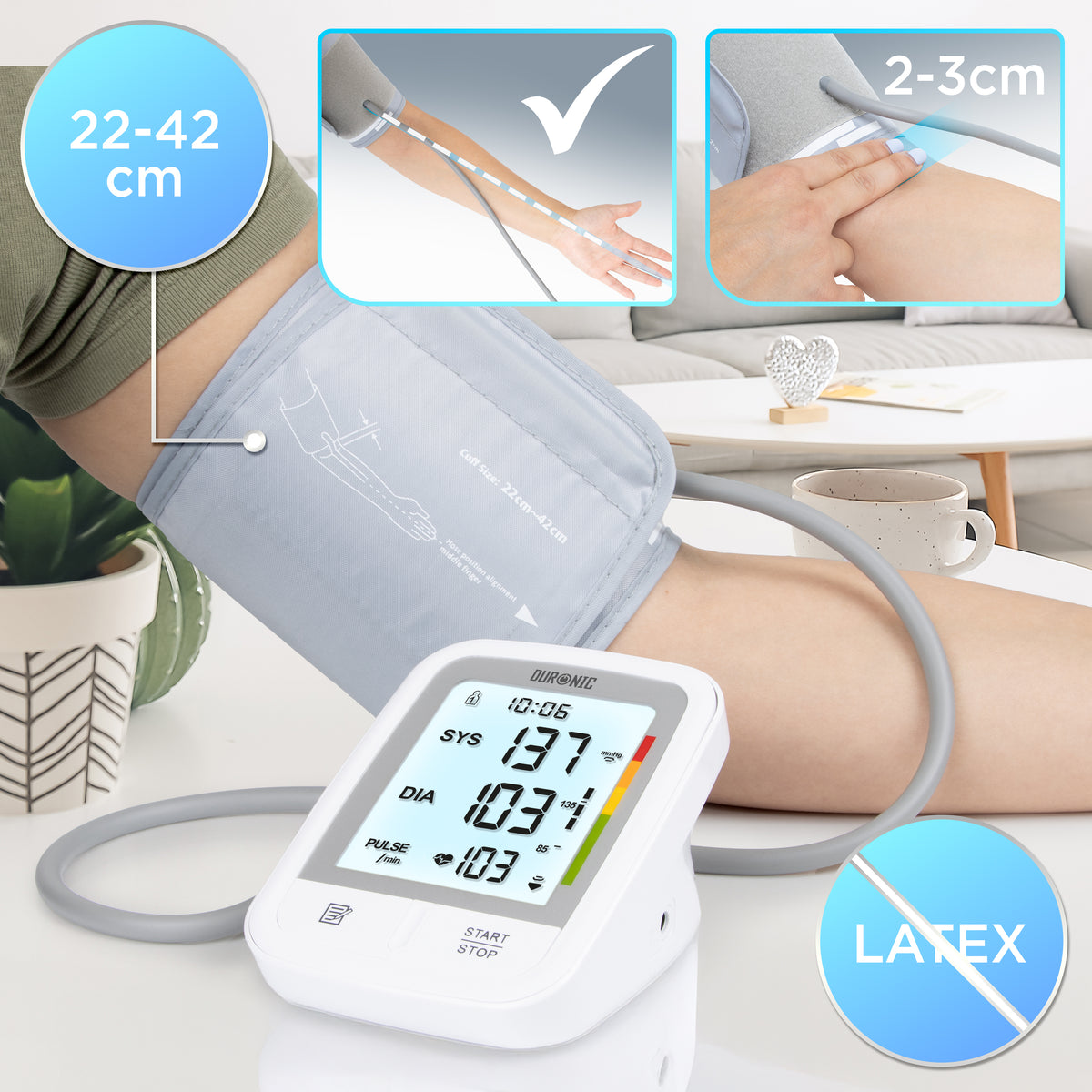 Duronic Blood Pressure Monitors BPM95 CE Approved Blood Pressure Machine Automatic BP Machine Certified Medical Device with 2 x 99 Records Upper Arm BP Monitor Cuff 22cm-32cm for Home Use