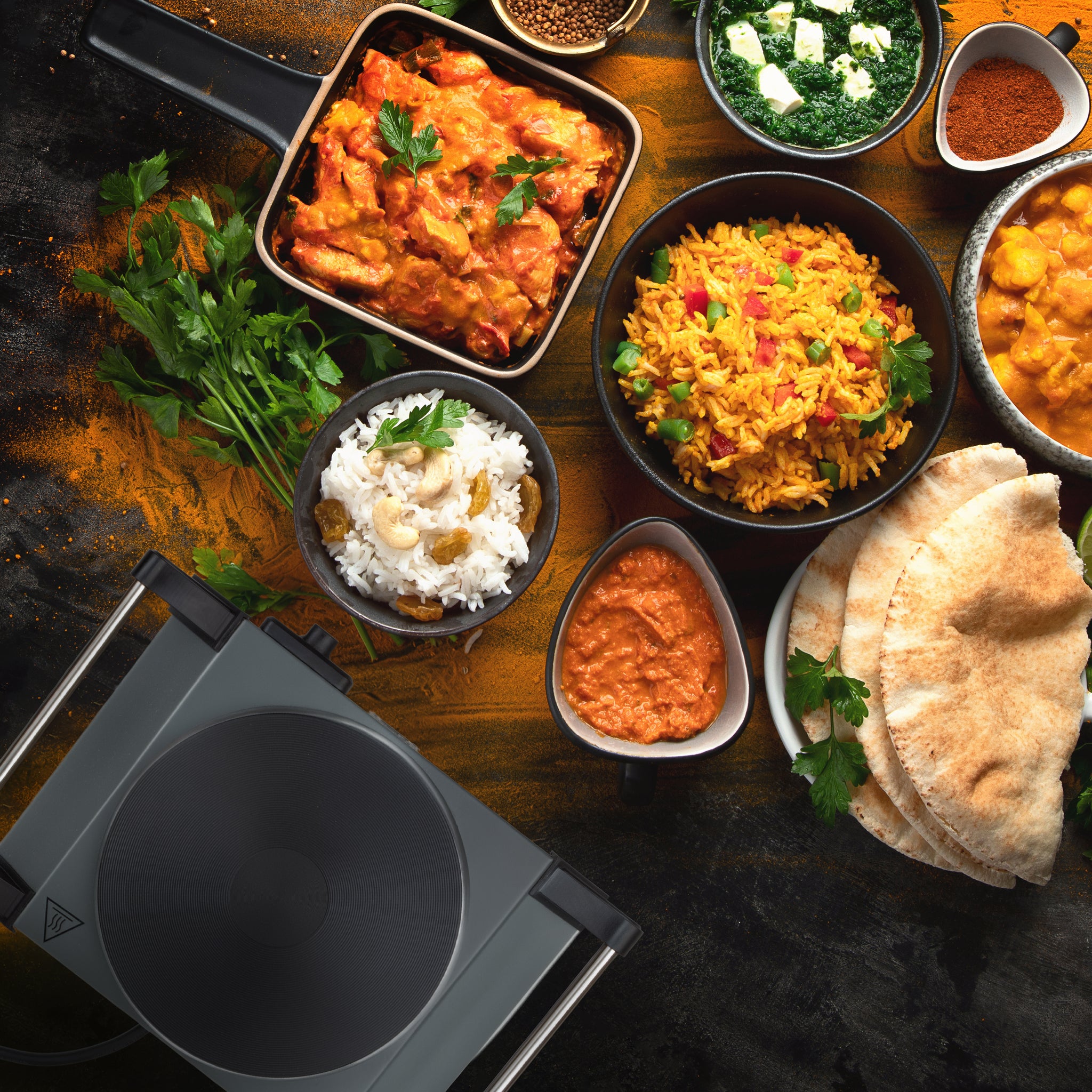 Duronic Electric Hot Plate HP1 GG, 1500W Single Burner Hob, Portable Table Top Cooker with Cast Iron Ring & Cool-Touch Handles for Camping, Caravans, Home, Small Kitchens, Grey Green