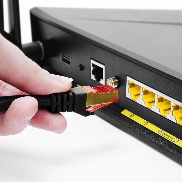 Duronic Ethernet Cable Black 200m CAT6a Network Lan Patch Lead RJ45 Internet Wire, FTP Shielded Lead, Super Fast High Speed Bandwidth