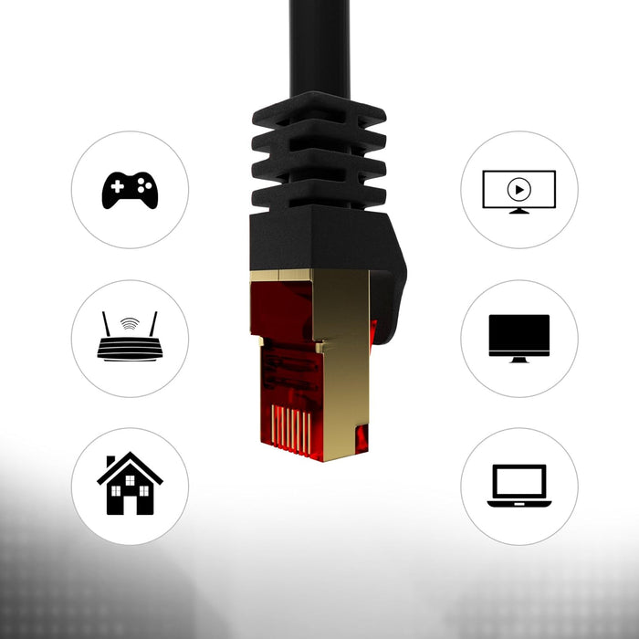 Duronic Ethernet Cable Black 200m CAT6a Network Lan Patch Lead RJ45 Internet Wire, FTP Shielded Lead, Super Fast High Speed Bandwidth