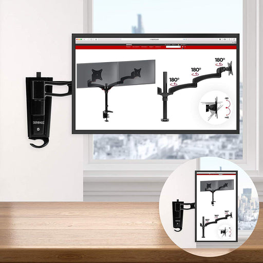 Duronic Monitor Arm Wall Mount DM65W1X2 | Bracket for Single PC Computer Screen | Aluminium | For One 15”-27” LED LCD TV Television | VESA 75/100 Fixing | Tilt +85°/-90°, Swivel 180°, Rotate 360°