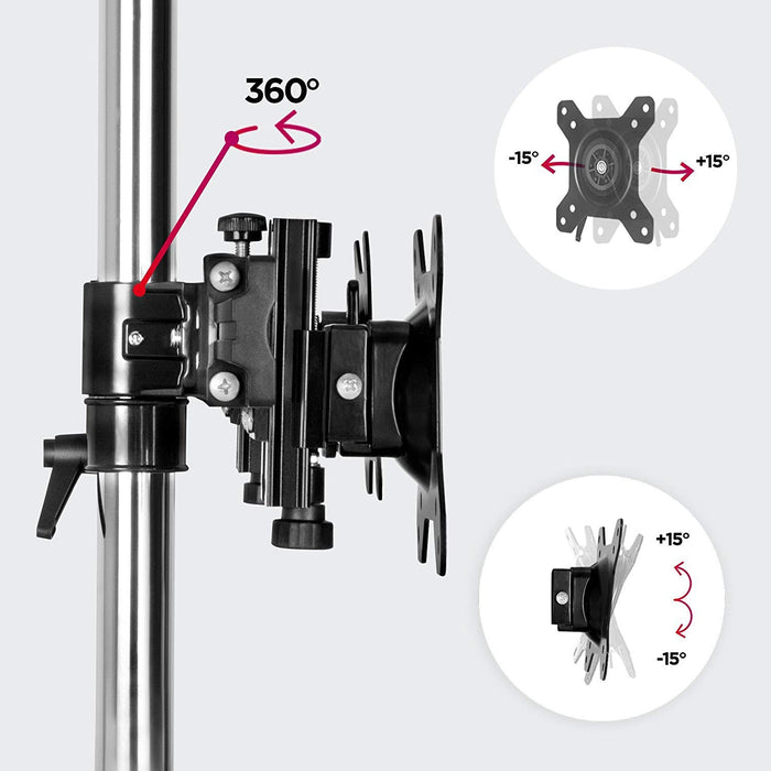 Duronic Computer Monitor Arms Stand DM754 Quadruple Freestanding PC Multi Arms Desk Mount Stands for VESA 75/100 Four 15-24 Inch LED LCD Screens 8kg Capacity Mounts, Tilt -15/+15, Rotate 360 - Black