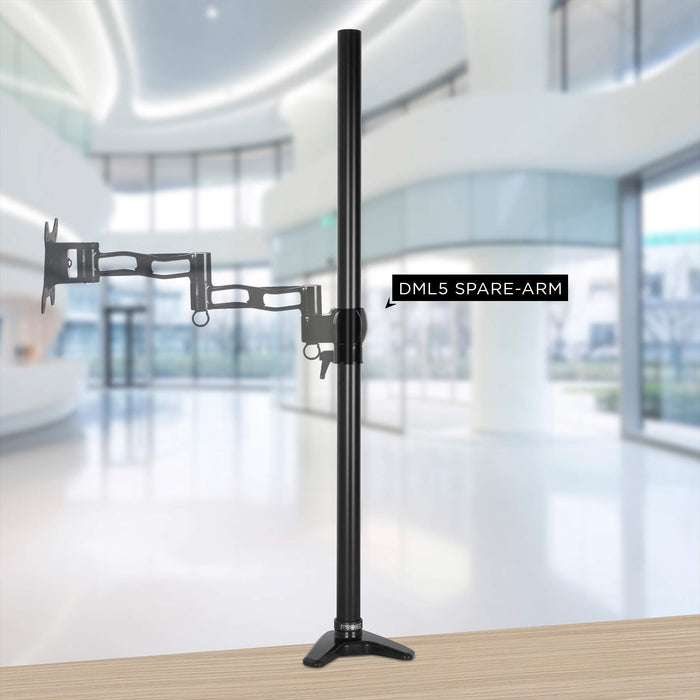 Duronic DM45 DM55 80cm Pole BLACK | Compatible with All Duronic Monitor Desk Mount Arms | Black | Steel | Extra Long | 800mm Length | 32mm Diameter | V-Shaped Clamp Included