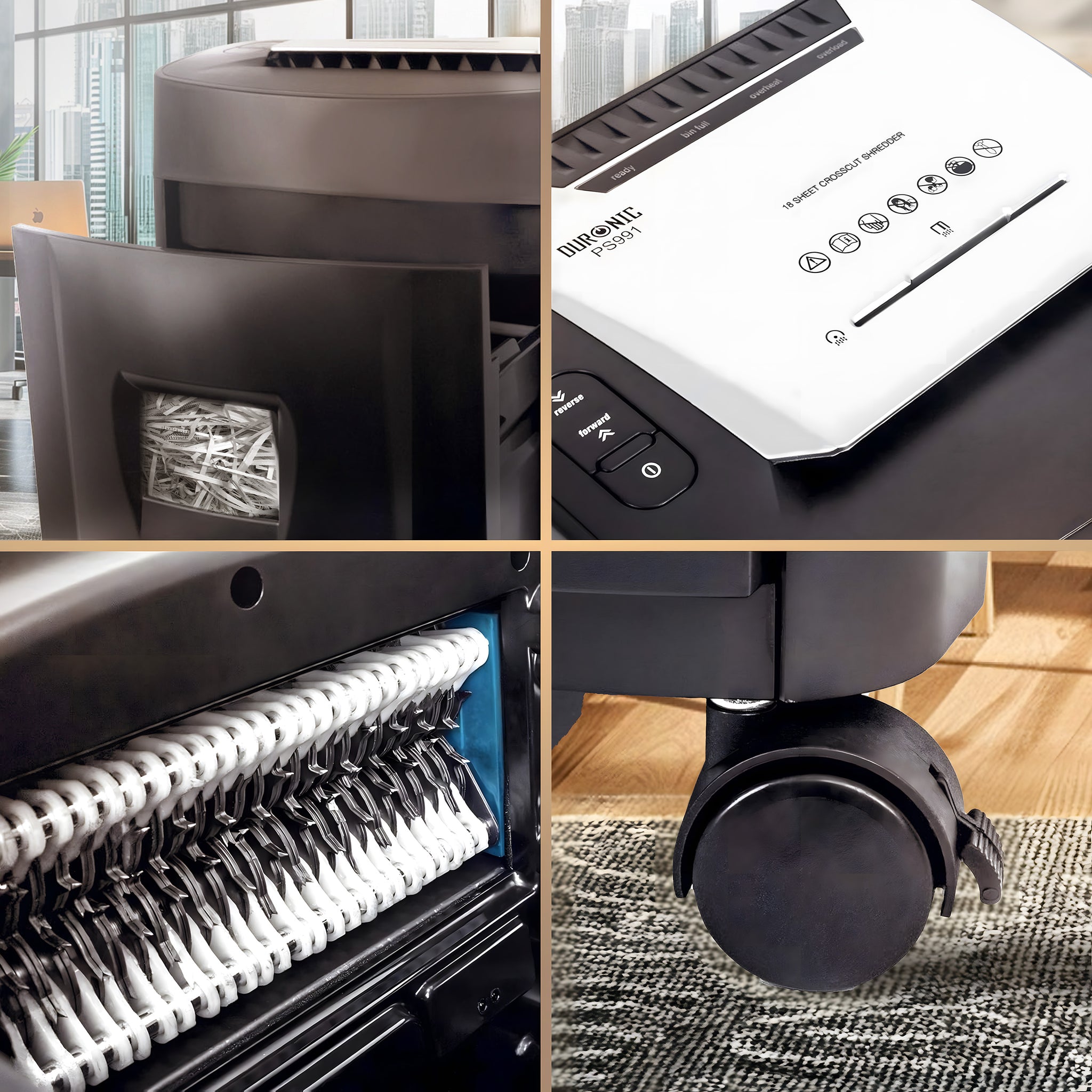 Duronic 18 Sheet XXL Cross Cut Paper Shredder PS991 Extra Large Electric Paper Shredders for Home Office Heavy Duty Shredder with 31L Pull Out Bin Shred CD Card Mail Staple & Clips