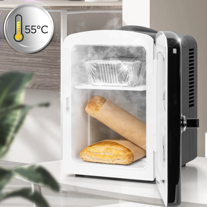 Duronic MFW4 BK Mini Fridge Warmer 4L Personal Refrigerator 6 Can Portable Drinks Cooler and Food Warmer, Skincare Fridge for Face Masks, AC/DC Small Fridges for Bedroom Home Office Car Black