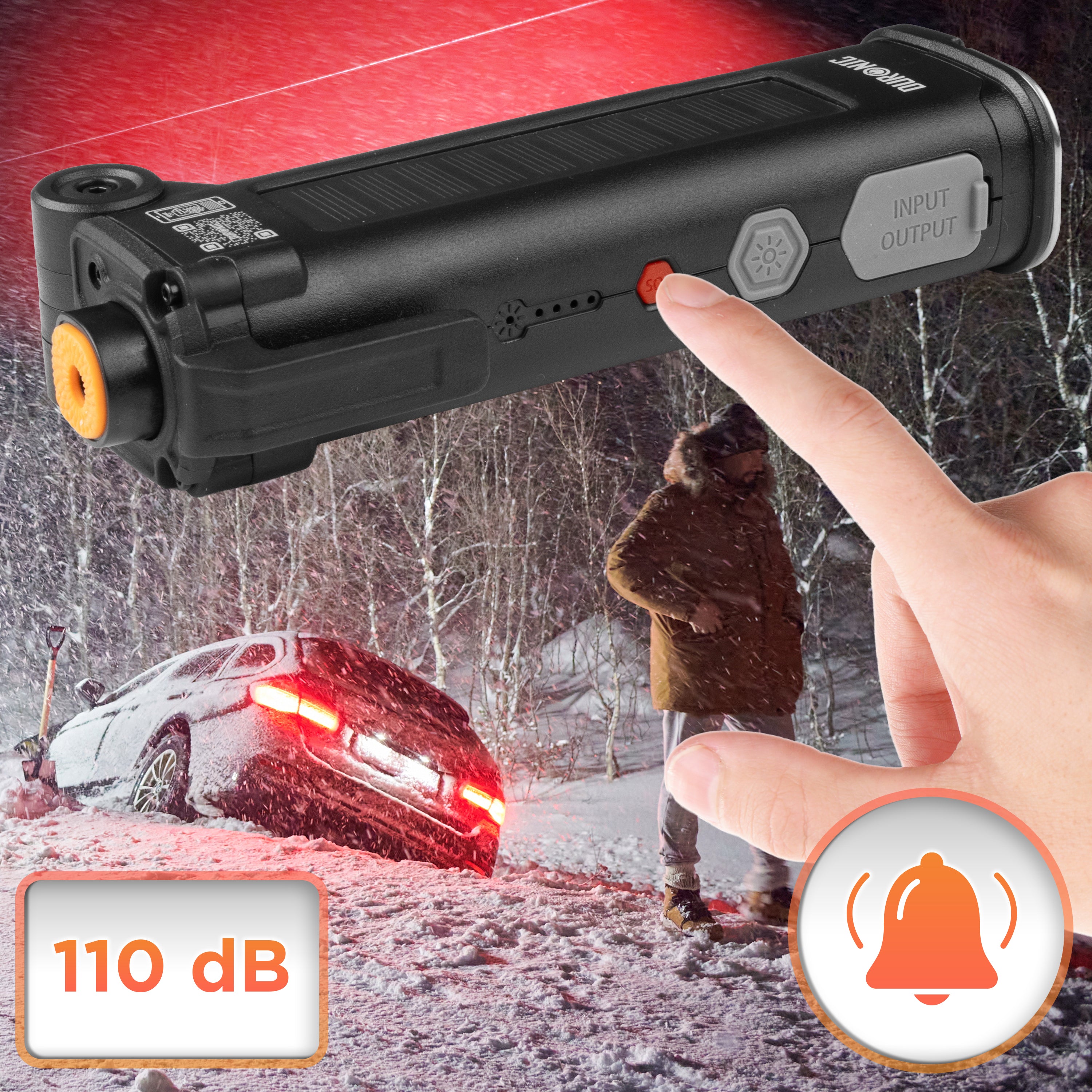 Duronic CT51 Emergency Car Tool, Multifunctional Seatbelt Cutter with Pin Hammer, Car Escape Tool with Window Breaker, SOS Alarm and Magnetic Flashlight with USB-C Charging for Cars, Vans & Truck