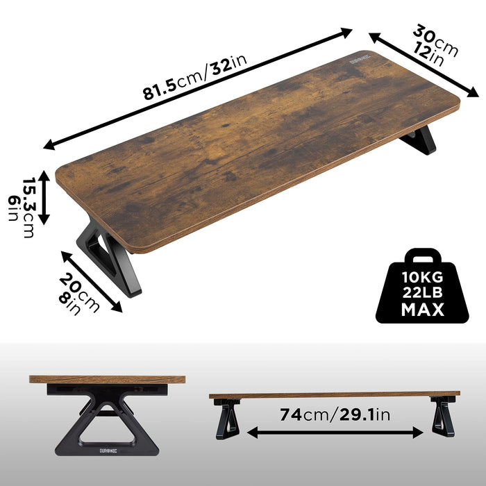 Duronic Monitor Stand Riser DM06-2 AO, Laptop / Screen Stand for Desktop, Support Shelf for a PC Computer Monitor, 10kg Capacity, 63cm x 30cm - Antique Oak Wood Effect