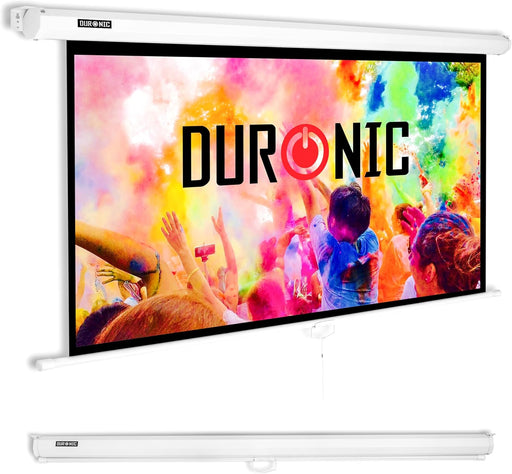 Duronic Projector Screen MPS80/169 Manual Projection Screens 80” Pull Down Movie Screen 16:9 Ratio Ideal for Home Theatre Office Classroom