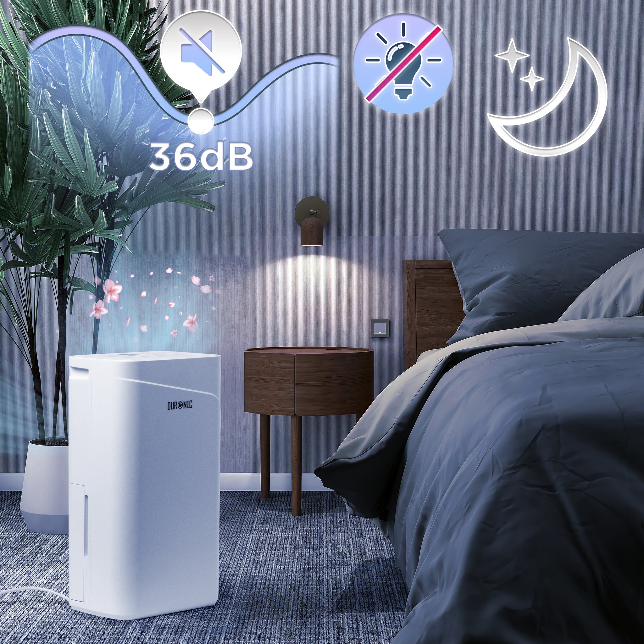 Duronic DH121 Dehumidifier 12L Air Dehumidifier for Dust Allergies Asthma & Damp Mould 300W Quiet Home Dehumidifiers with 2.1L Tank, Child Lock, Timer & Clothes Drying for Utility Bedrooms & Offices