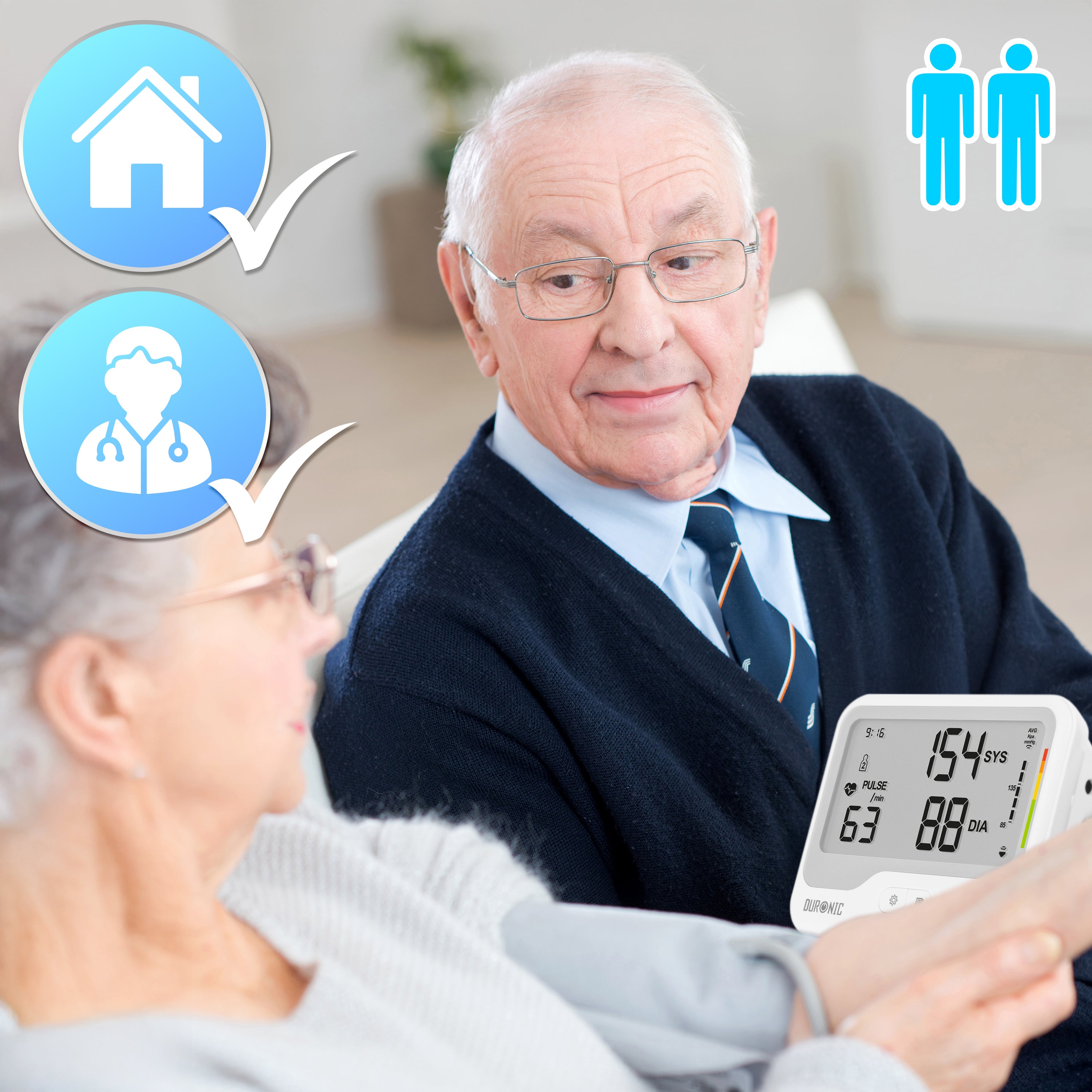 Duronic Blood Pressure Monitors BPM125 CE Approved Blood Pressure Machine Automatic BP Machine Certified Medical Device with 2 x 99 Records Upper Arm BP Monitor Cuff 22cm-32cm for Home Use