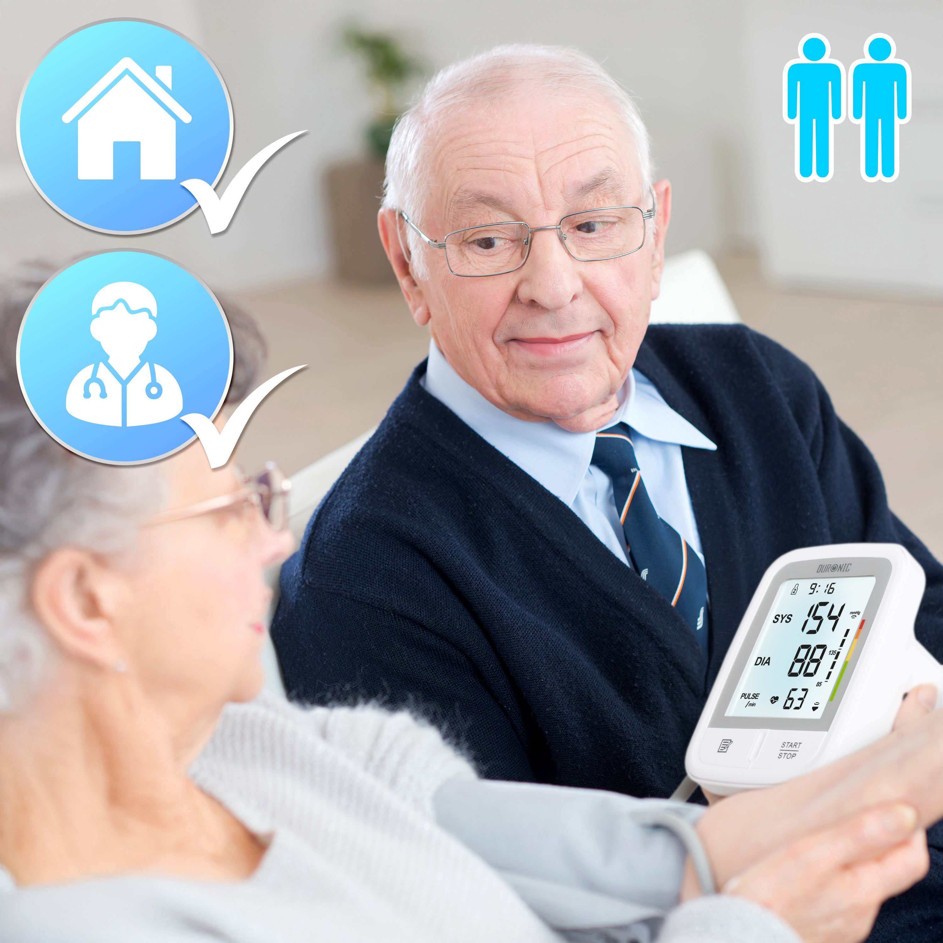 Duronic Blood Pressure Monitors BPM95 CE Approved Blood Pressure Machine Automatic BP Machine Certified Medical Device with 2 x 99 Records Upper Arm BP Monitor Cuff 22cm-32cm for Home Use