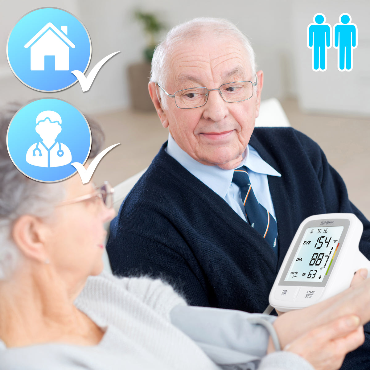 Duronic Blood Pressure Monitors BPM95 CE Approved Blood Pressure Machine Automatic BP Machine Certified Medical Device with 2 x 99 Records Upper Arm BP Monitor Cuff 22cm-32cm for Home Use