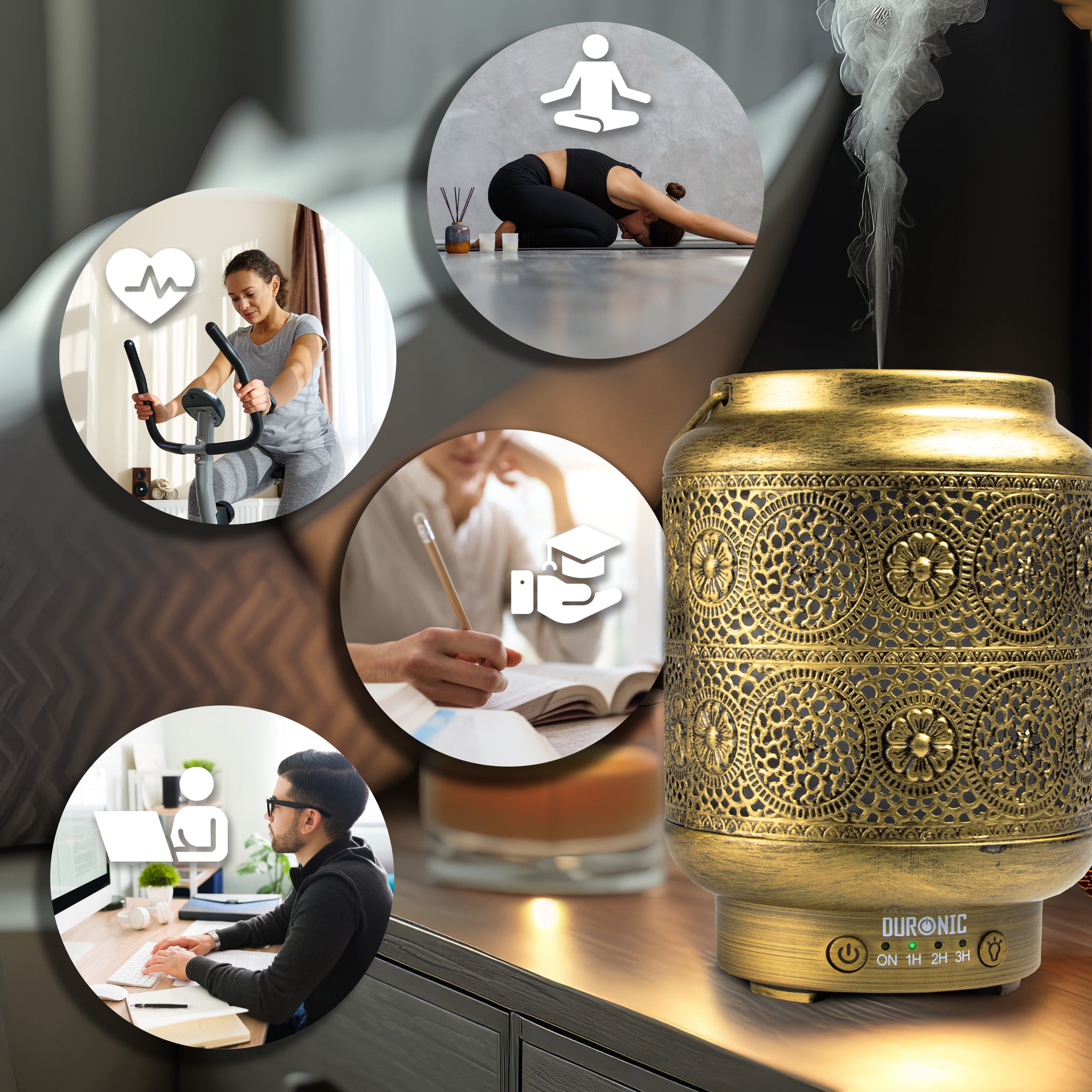 Duronic Aromatherapy Diffuser AD42 100ml Electric Aroma Diffuser Compact Essential Oil DIffuser for Home Office Bedroom Spa with 7 LED Lights Oil Scented Humidifier for Relaxation Sleep