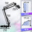Adjustable black microphone boom arm showing dimensions in cm and inches with max height reach.