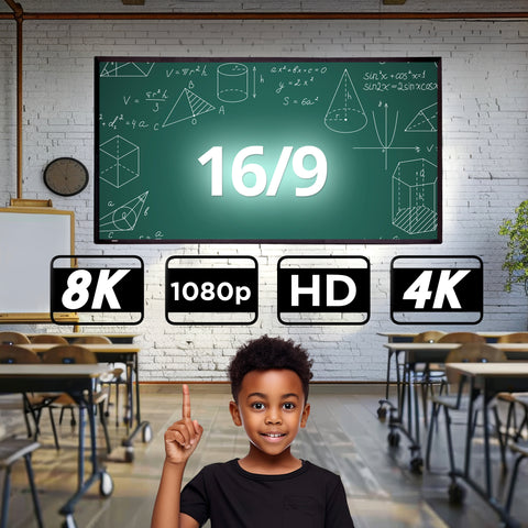 Duronic SFPS120 Projector Screens 120” Projection Screen with 16:9 Ratio Wall Mountable Projector Screen Portable 4K HD Movie Screens Tripod Screen for Home Cinema Business Presentations