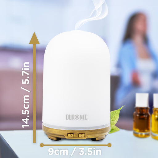 Duronic Essential Oil Diffuser AD11, 100ml Electric Aroma Diffuser Compact Ultrasonic Aromatherapy Diffusers for Home Office Bedroom Spa with 7 LED Lights Oil Scented Humidifier for Relaxation Sleep