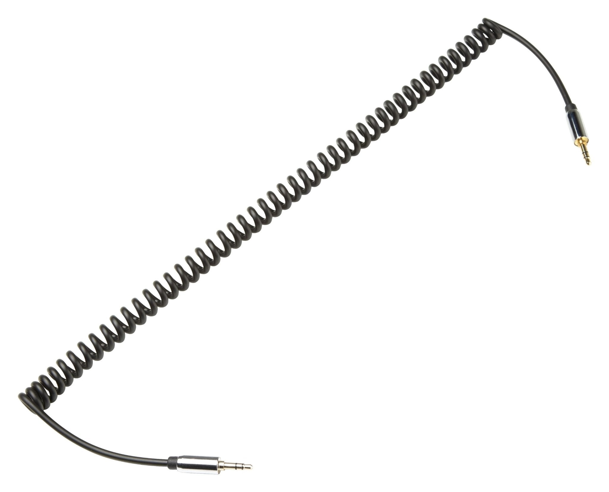 Duronic 2M Aux Audio Cable with gold-plated TRS stereo jacks and flexible black spring wire.