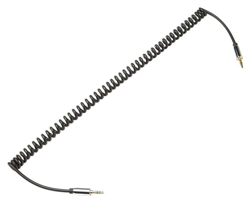Duronic 2M Aux Audio Cable with gold-plated TRS stereo jacks and flexible black spring wire.