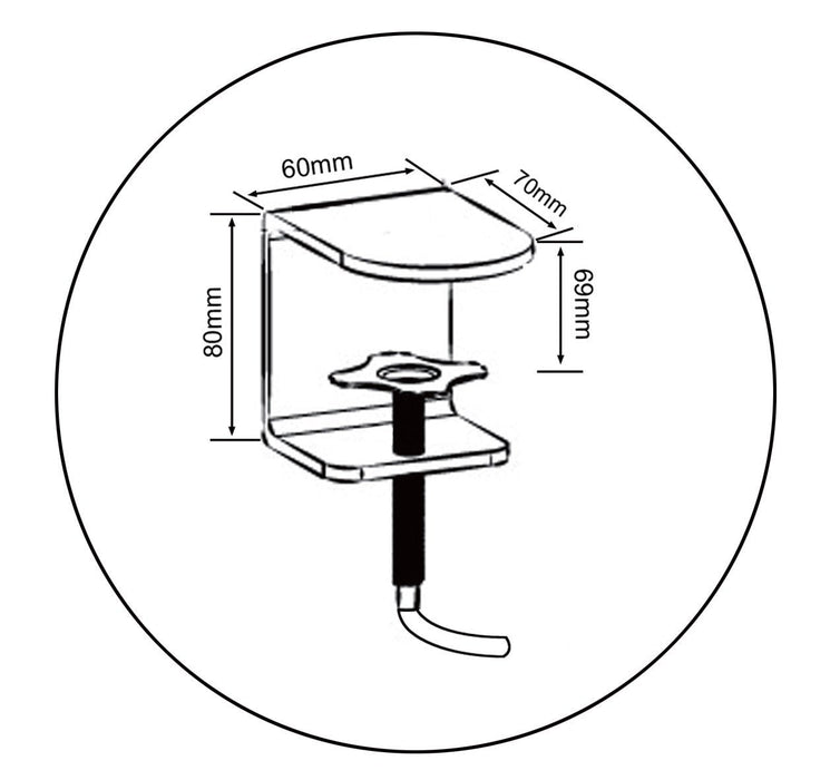 Duronic 80cm Pole showing all precise measurements in millimeters.
