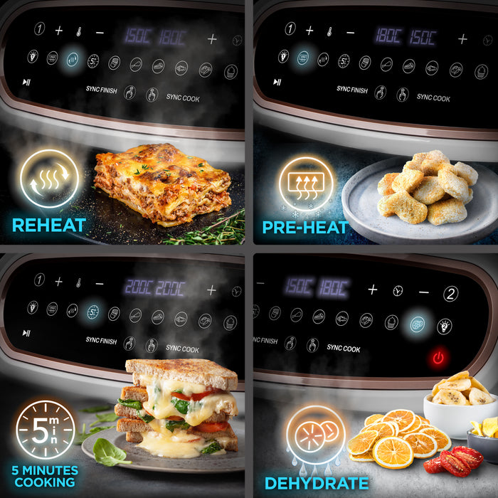 Duronic AF34 WE Digital Air Fryer Reheat Preheat 5minute Cooking Dehydrate Functions