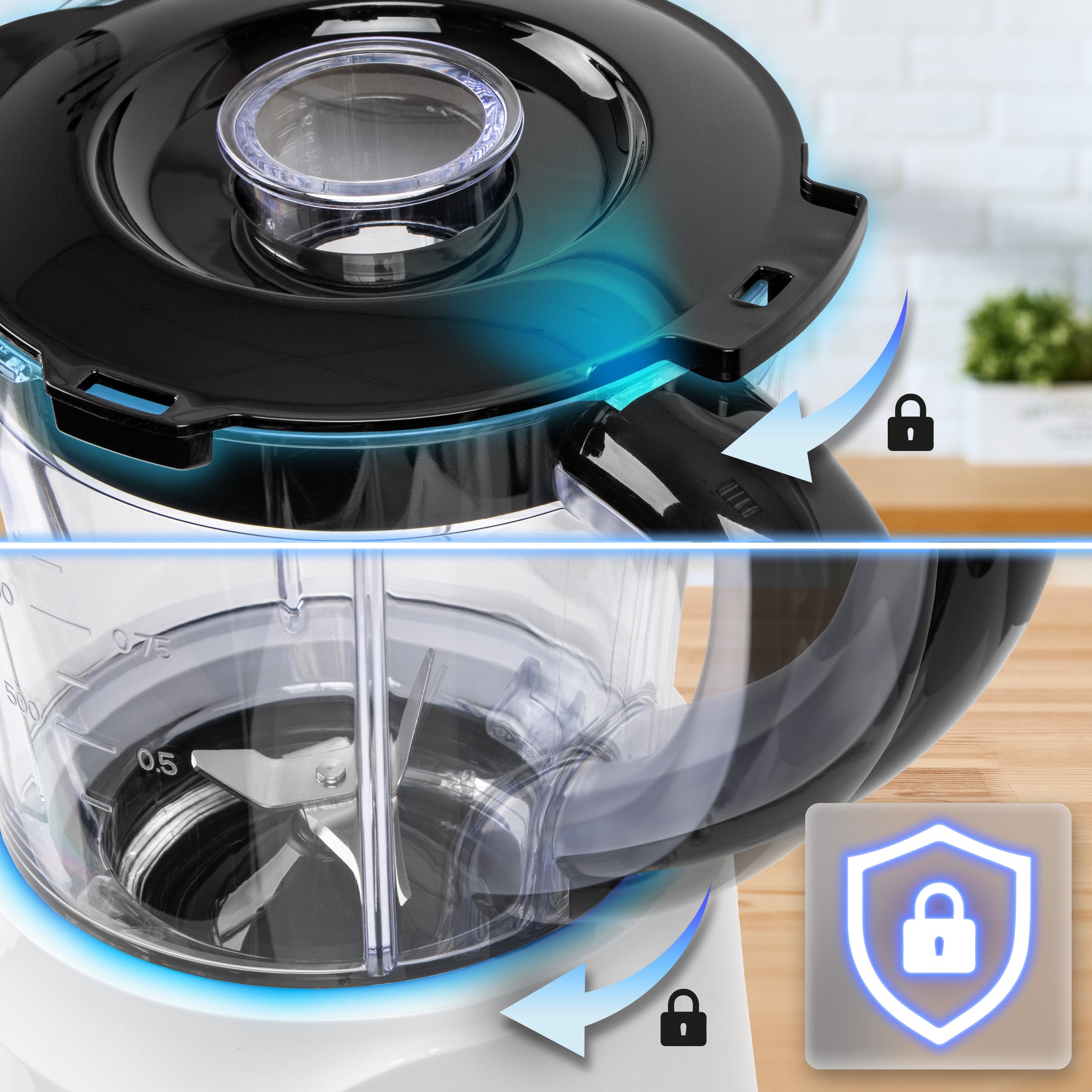 Duronic BL16 smoothie maker locking mechanism to negate spilling 