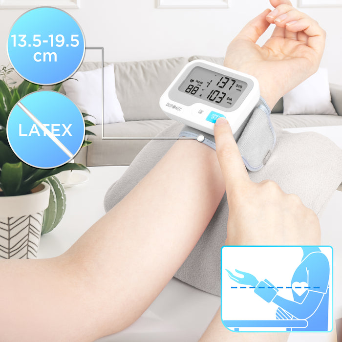 Duronic BPM65 wrist blood pressure machine dimensions of latex-free cuff