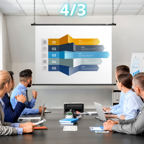 Duronic Bar Projector Screen  used in a presentation 