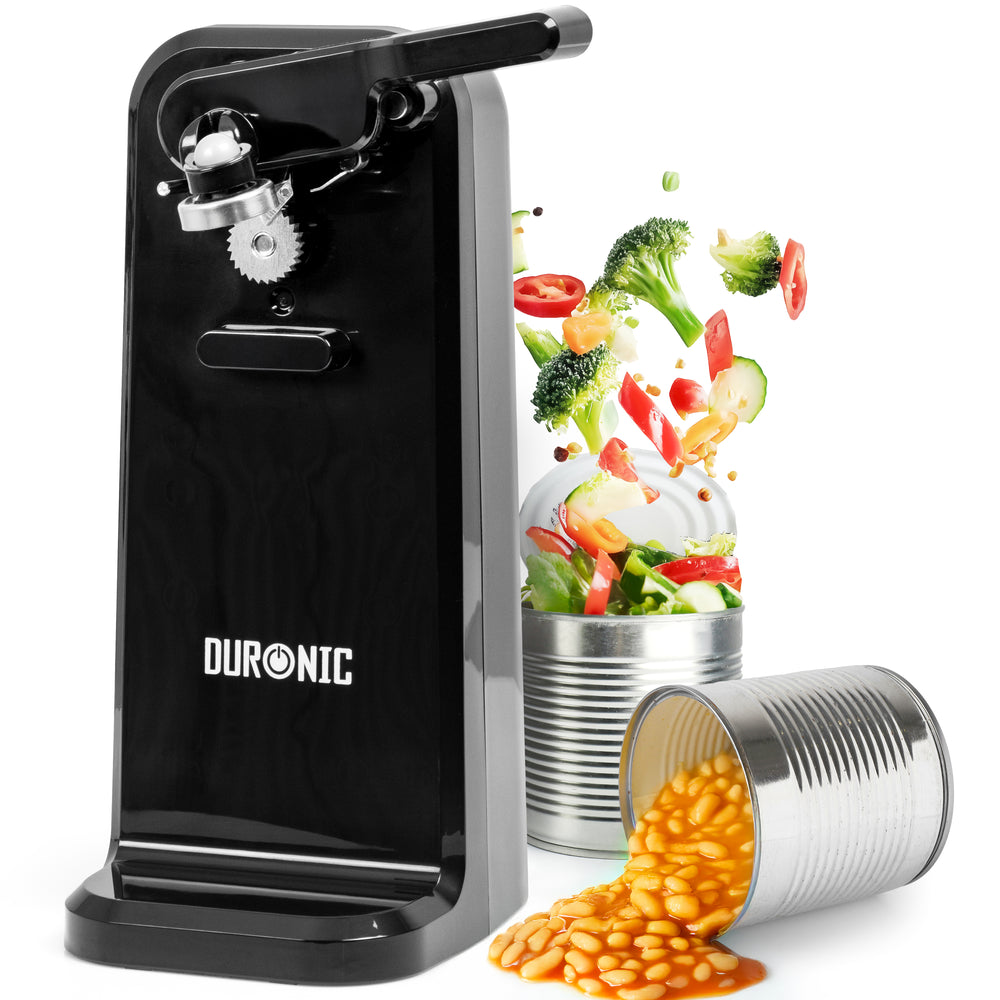 Duronic CO40 electric tin can opener opening cans of vegetables and beans for kitchen, arthritis, elderly