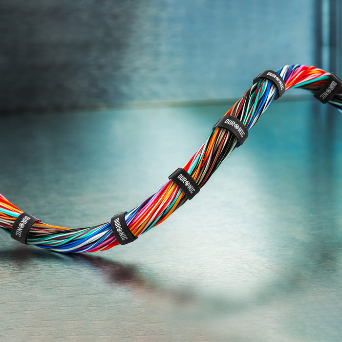 Duronic Cable Ties with Colourful bundle of wires neatly organised and held together