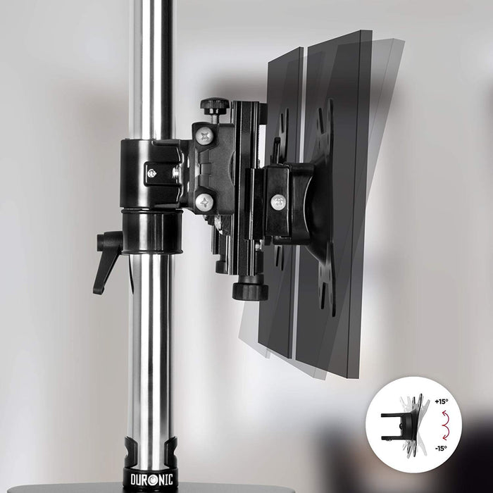 Duronic Computer Monitor Arms showing adjustable VESA bracket tilt feature for screens.