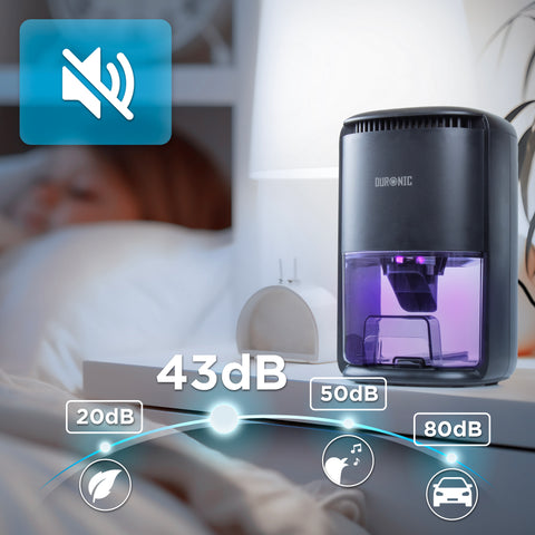 Duronic DH07 BK bedroom dehumidifier with 43dB so it can be used while you're asleep