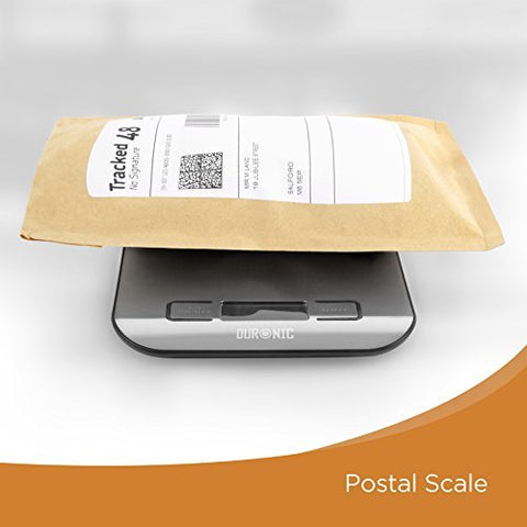Duronic Digital Kitchen Scales weighed on a Duronic digital postal scale for shipping.