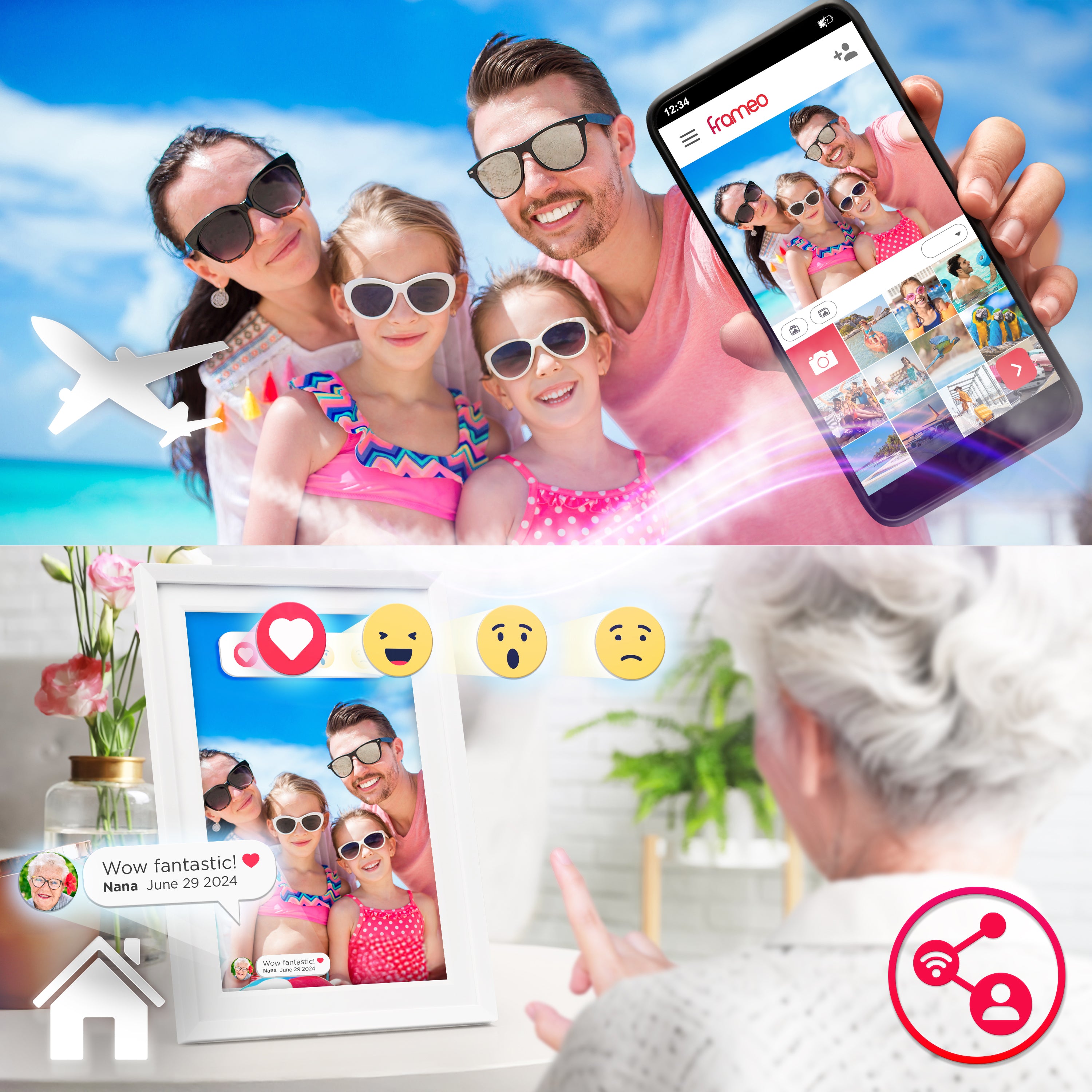 Duronic Digital Photo Frame with Frameo app to instantly share photos
