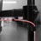 Duronic Dual Monitor Arm Stand Desk Mount with built-in cable management clips holding a bright red cord.