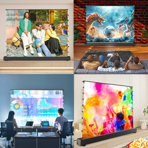 Duronic Electric 120” showcasing different location to install the projector