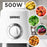 Duronic Electric Blender with a speed control dial, surrounded by circular icons of bananas, peaches, spinach, beets, and mixed nuts to showcase its versatility