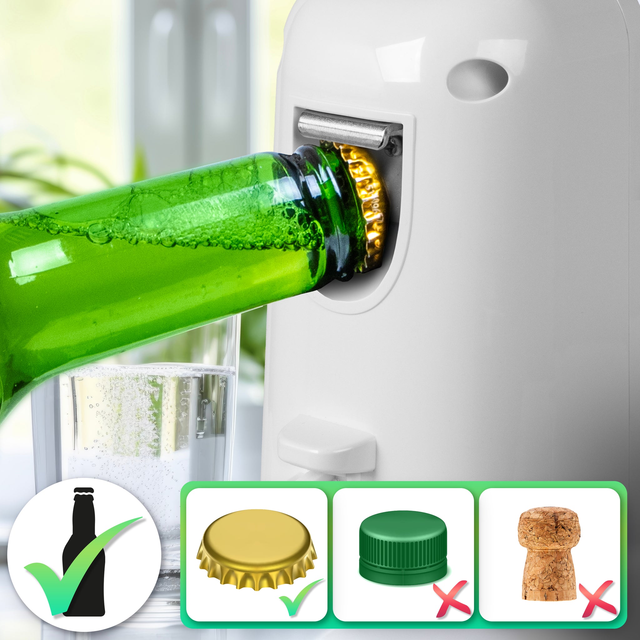 Duronic Electric Can Opener opening a bottle 