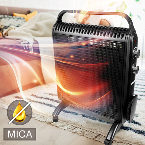 Duronic Electric Heater mica space heater with a top handle and adjustable knobs